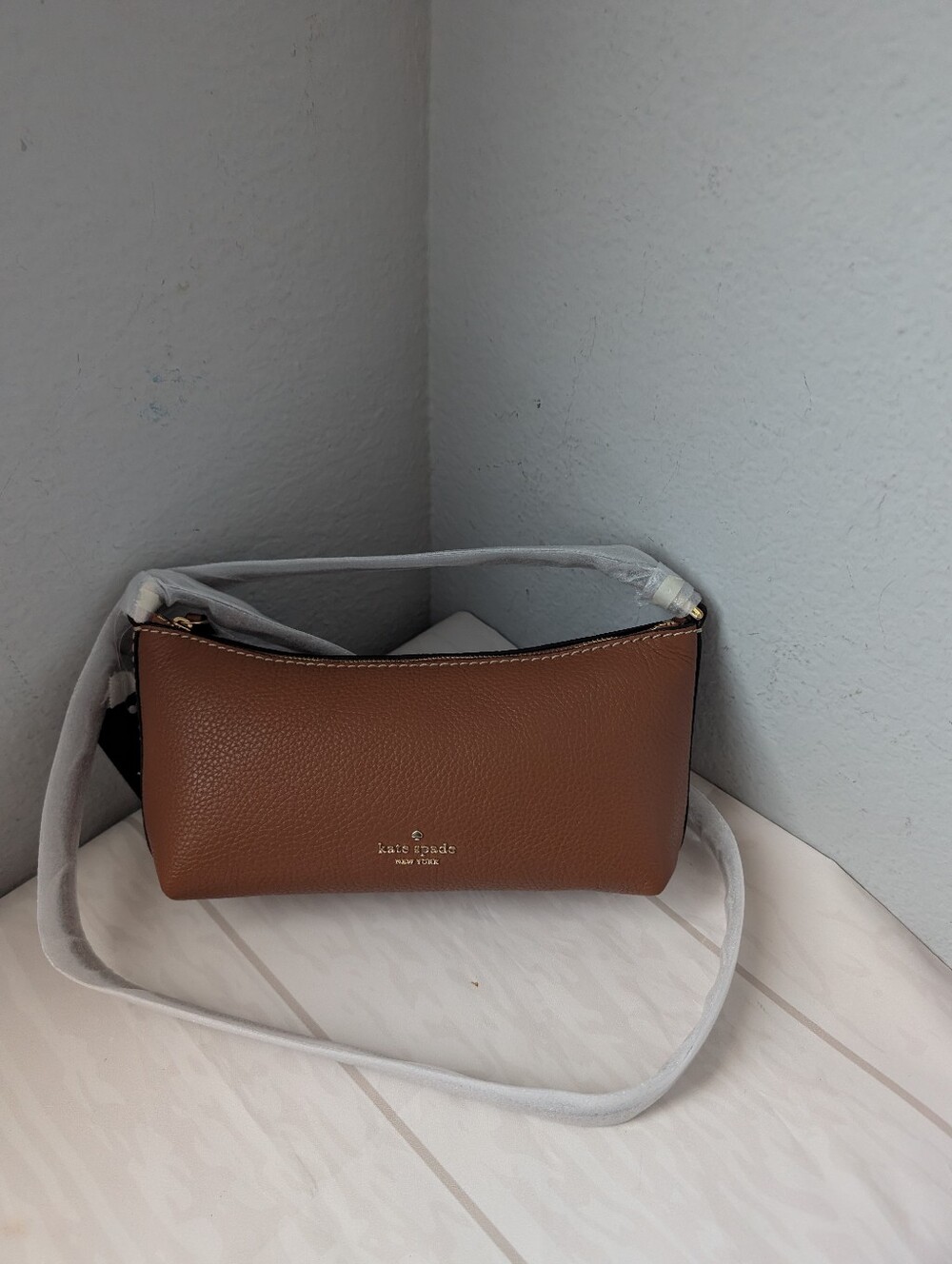 NWT Kate Spade KP039 Lenox Pebbled Leather Mini Crossbody Bag Warm Gingerbread